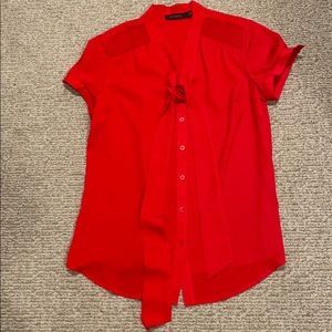 The Limited Size M Red Short—Sleeve Blouse